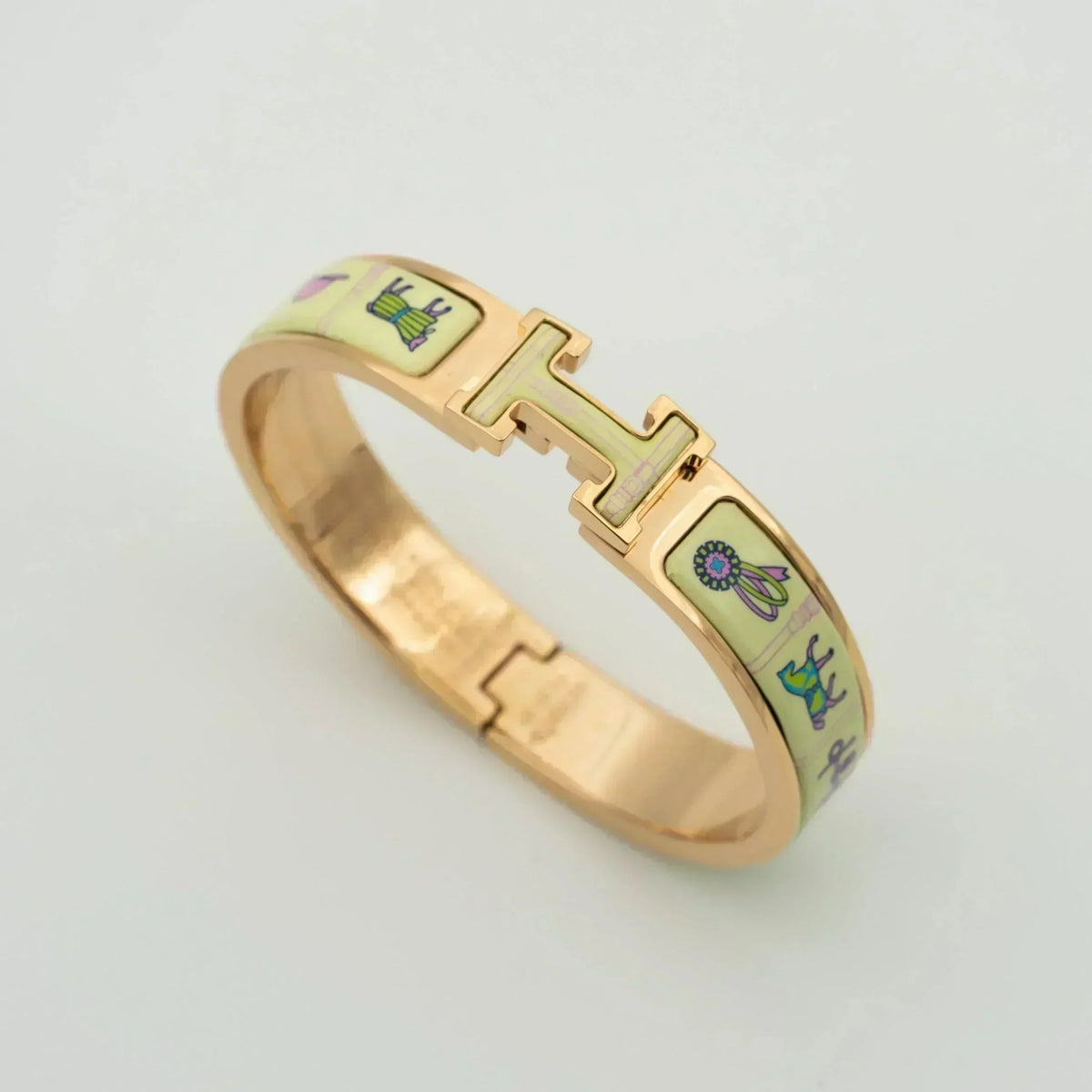 [⭐DORISW] H PINK GOLD BRACELET CREAM CERAMIC