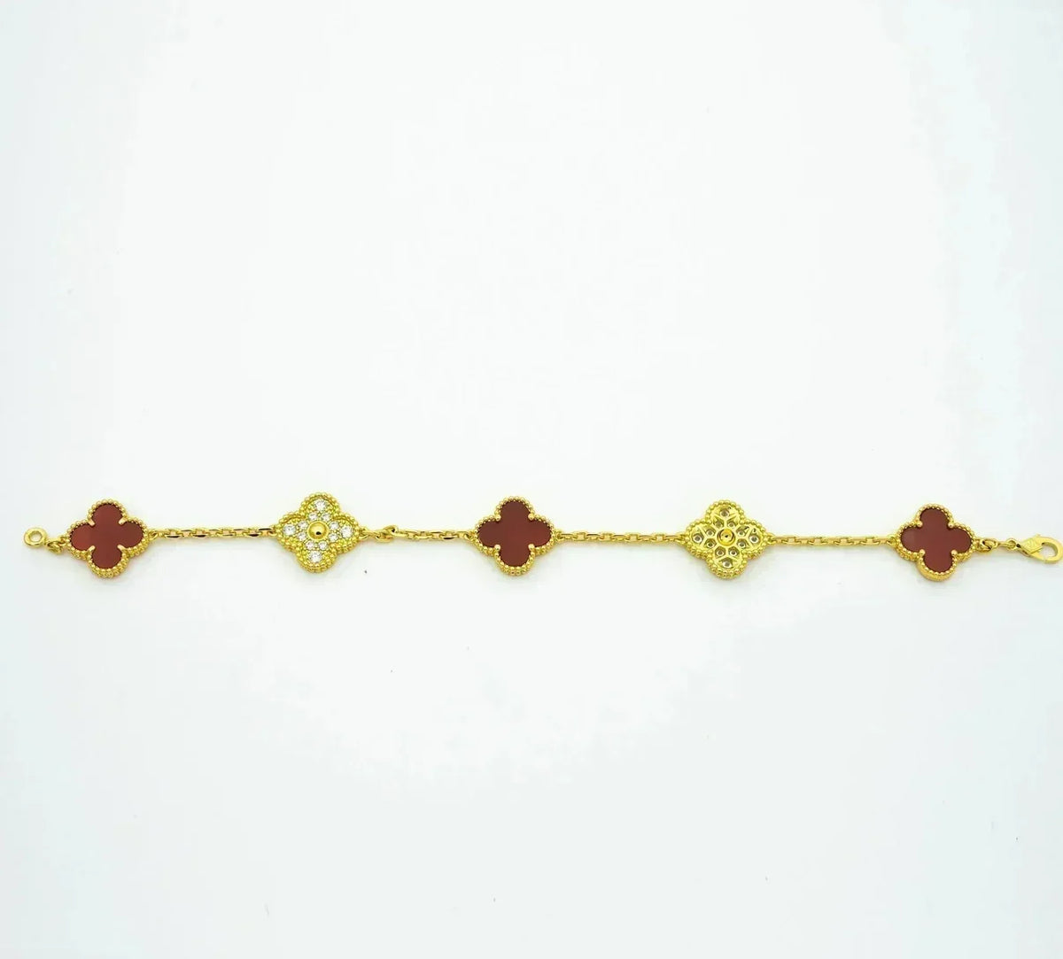 [[⭐DORISW] ]NEUE KOLLEKTION: CLOVER ARMBAND MIT 5 MOTIVEN IN ROTEM KARNELIAN