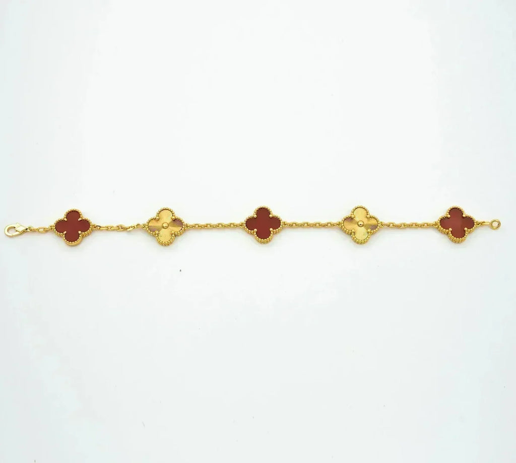 [[⭐DORISW] ]NEUE KOLLEKTION: CLOVER ARMBAND MIT 5 MOTIVEN IN ROTEM KARNELIAN