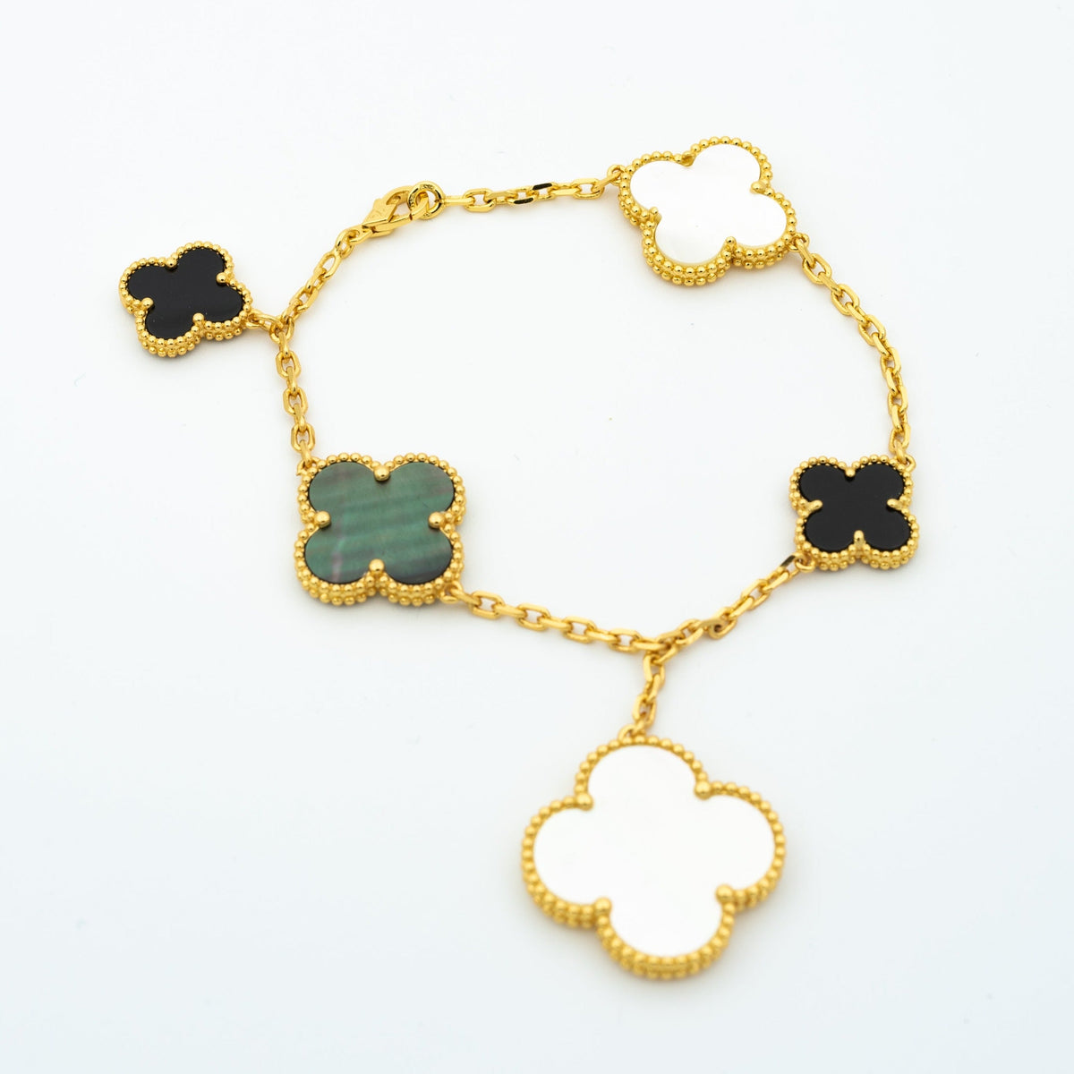 [⭐DORISW] CLOVER BRACELET 5 MOTIFS ONYX MOP
