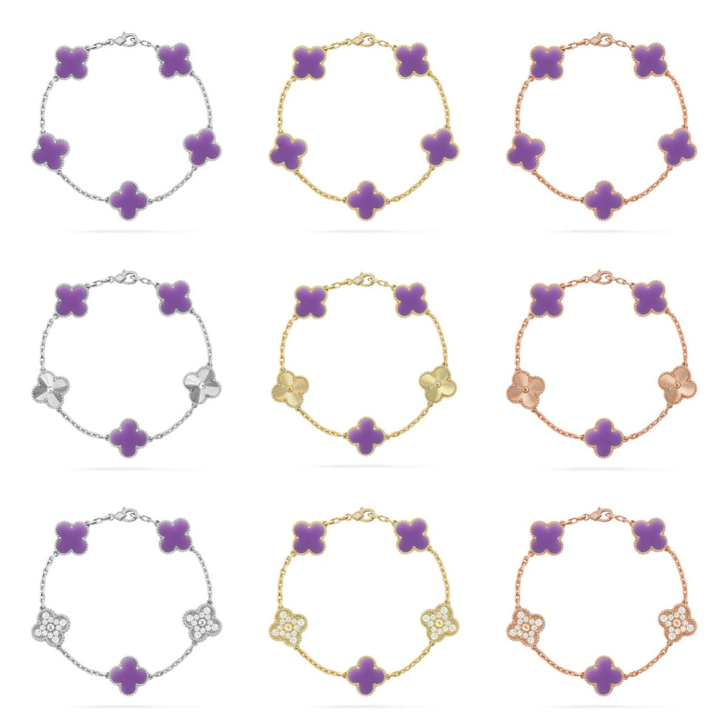 [[⭐DORISW] ]NEUE KOLLEKTION: CLOVER-ARMBAND MIT 5 MOTIVEN IN HELLVIOLETT