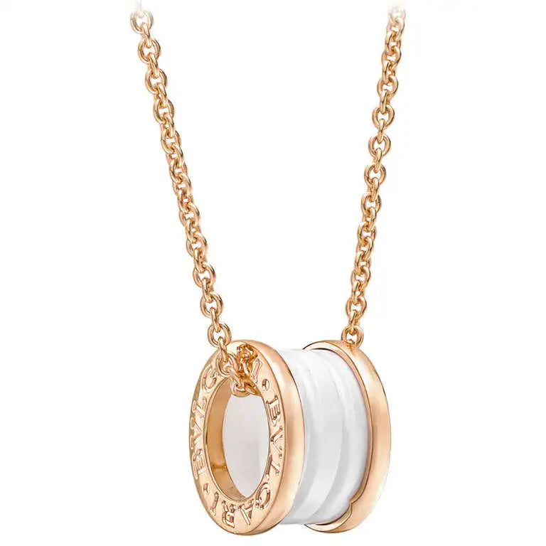 [⭐DORISW]ZERO 1 WEISSE KERAMIK ROSÉGOLD DIAMANT-HALSKETTE