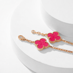 [DORISW]NEW CLOVER 10 MOTIFS PINK ENAMEL NECKLACE