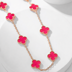 [DORISW]NEW CLOVER 10 MOTIFS PINK ENAMEL NECKLACE