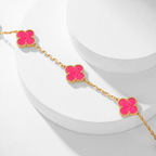 [DORISW]NEW CLOVER 10 MOTIFS PINK ENAMEL NECKLACE