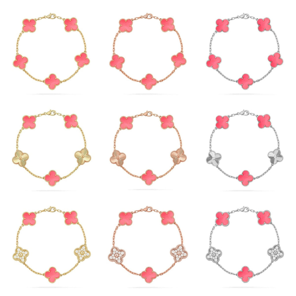 [[⭐DORISW] ]New  CLOVER 5 MOTIFS  PINK MOP BRACELET COLLECTION