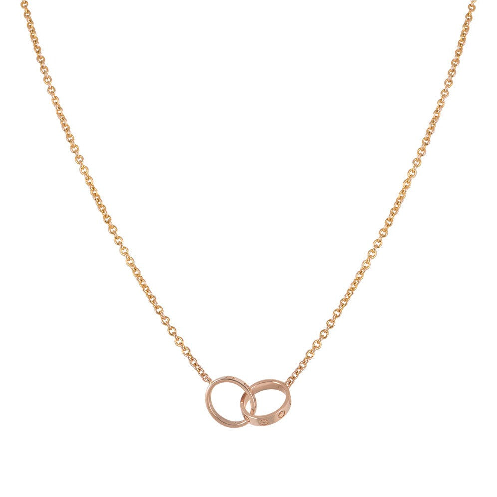 [⭐DORISW] LOVE NECKLACE DOUBLE RING PINK GOLD