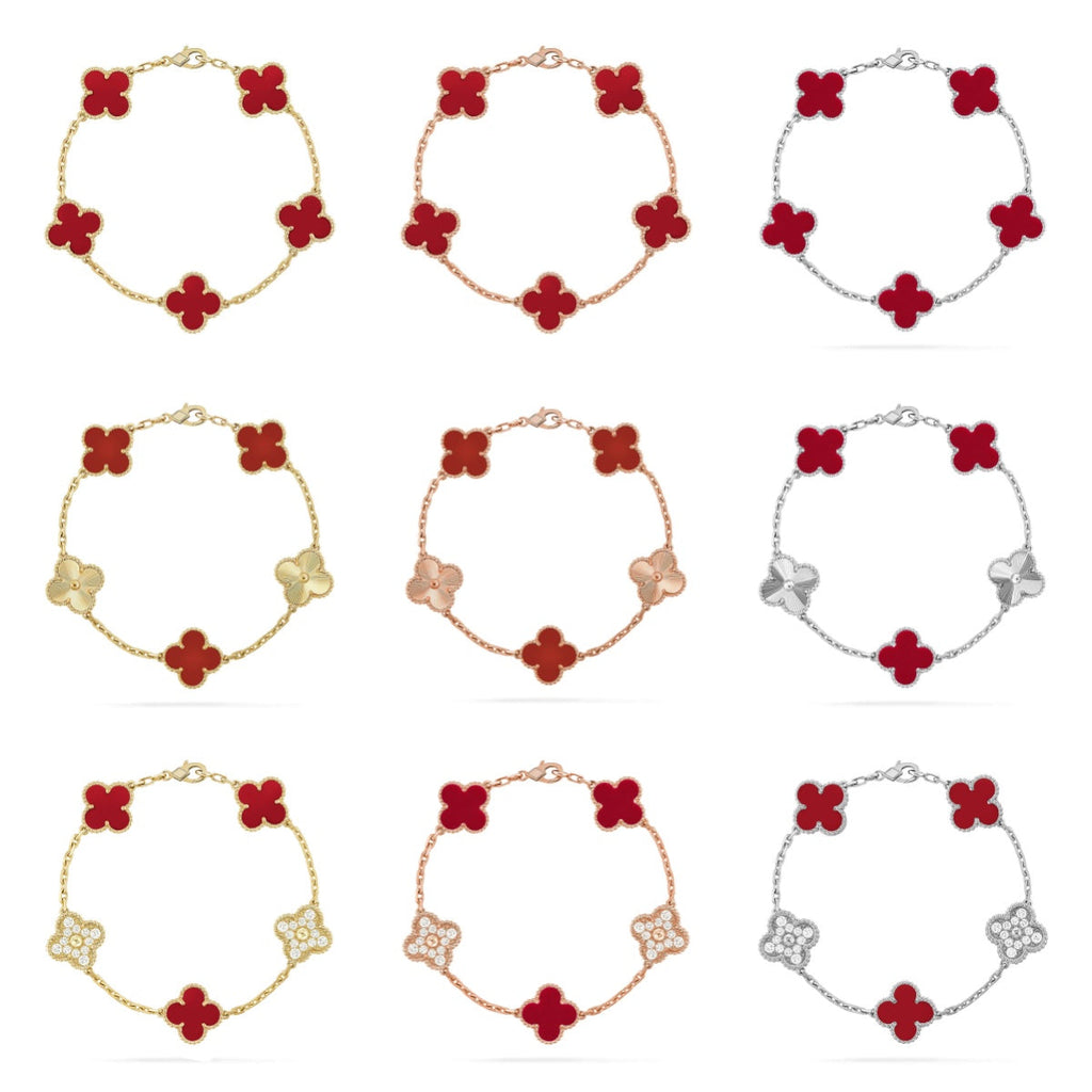 [[⭐DORISW] ]NEUE KOLLEKTION: CLOVER ARMBAND MIT 5 MOTIVEN IN ROTEM KARNELIAN
