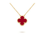 [⭐DORISW] CLOVER 15MM CARNELIAN SINGLE FLOWER NECKLACE