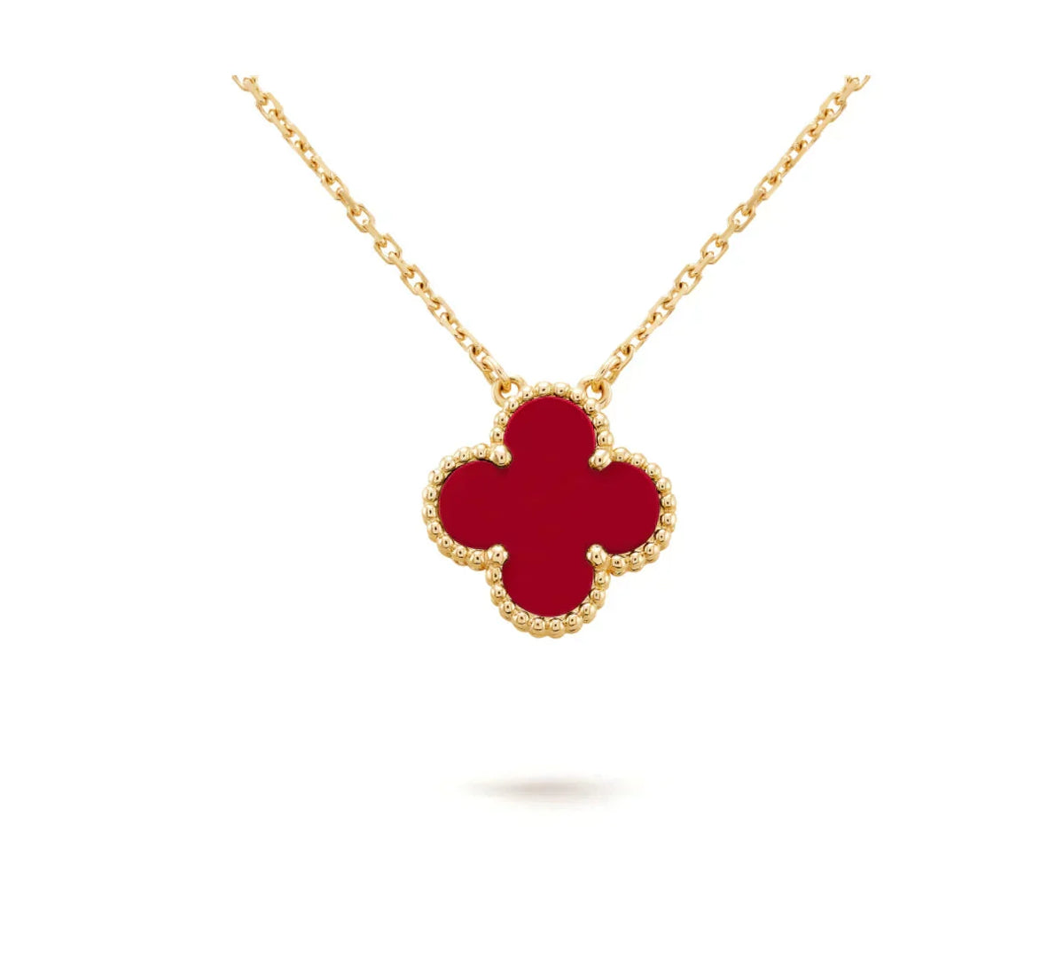 [⭐DORISW] CLOVER 15MM CARNELIAN SINGLE FLOWER NECKLACE