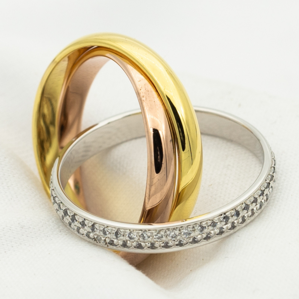 [⭐DORISW] TRINITY RING GOLD PINK GOLD SILVER DIAMONDS