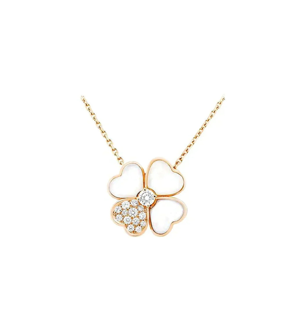 [⭐DORISW] CLOVER MOP DIAMOND ROSE GOLD NECKLACE