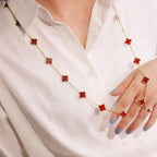 [⭐DORISW] CLOVER 20 MOTIFS CARNELIAN NECKLACE