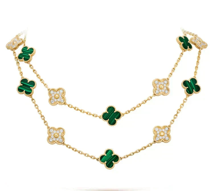 {
  "[⭐DORISW] CLOVER 20 MOTIFS MALACHITE DIAMOND NECKLACE": "[⭐DORISW] クローバー 20モチーフ マラカイト ダイヤモンド ネックレス"
}