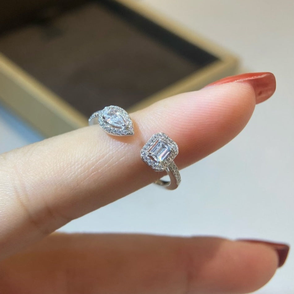 [[⭐DORISW] ] MY TWIN TOI & MOI SILVER DIAMOND RING