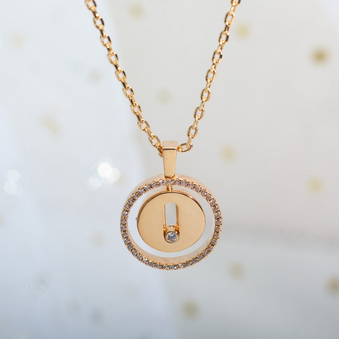 [[⭐DORISW] ]  MOVE PM NECKLACE PINK GOLD DIAMOND