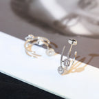 [[⭐DORISW] ] CREOLES MY TWIN 2 RANGS SILVER DIAMOND EARRINGS
