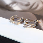[[⭐DORISW] ] CREOLES MY TWIN 2 RANGS SILVER DIAMOND EARRINGS