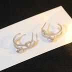 [[⭐DORISW] ] CREOLES MY TWIN 2 RANGS SILVER DIAMOND EARRINGS