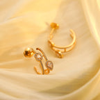 [[⭐DORISW] ] CREOLES MY TWIN 2 RANGS SILVER DIAMOND EARRINGS