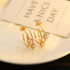 [[⭐DORISW] ] CREOLES MY TWIN 2 RANGS SILVER DIAMOND EARRINGS