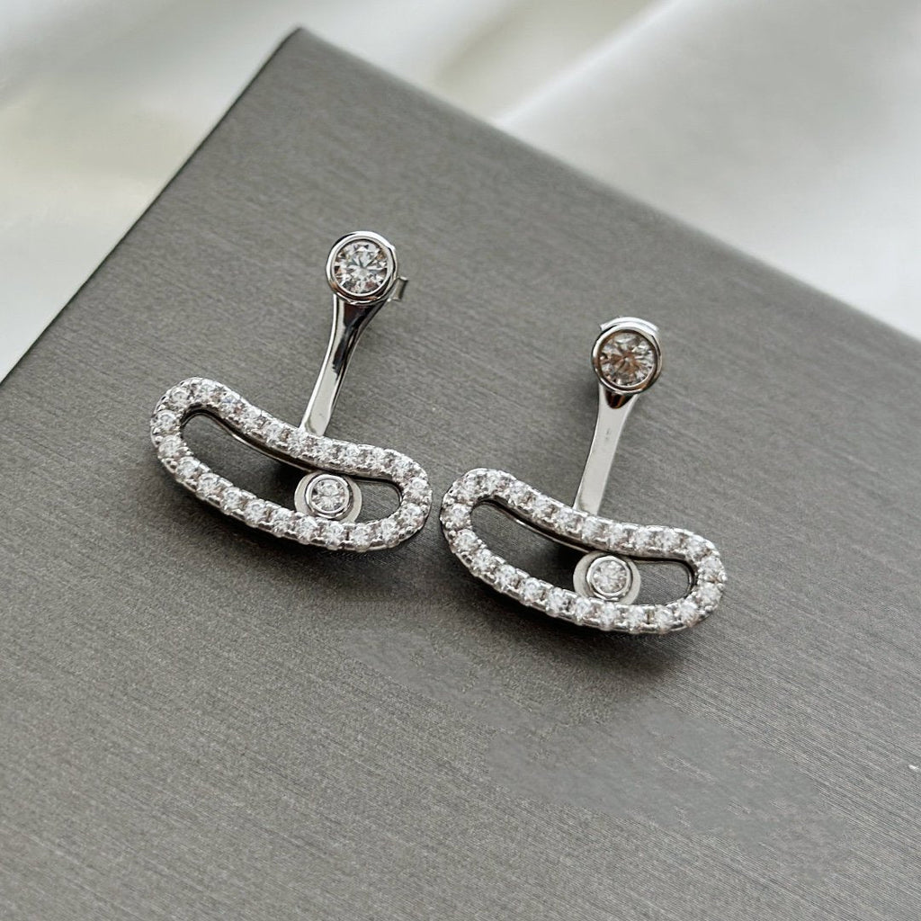 [[⭐DORISW] ] MOVE UNO SILVER DIAMOND EARRINGS
