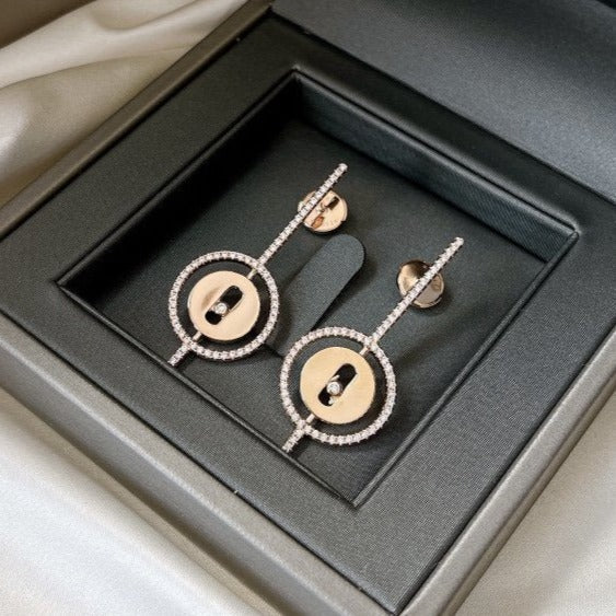 [[⭐DORISW] ]  MOVE ARROW PINK GOLD DIAMOND EARRINGS