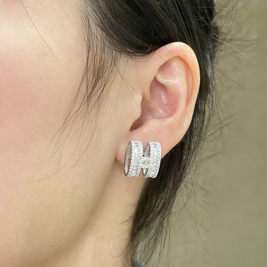 [⭐DORISW] Hスタッドピアス シルバーダイヤモンド