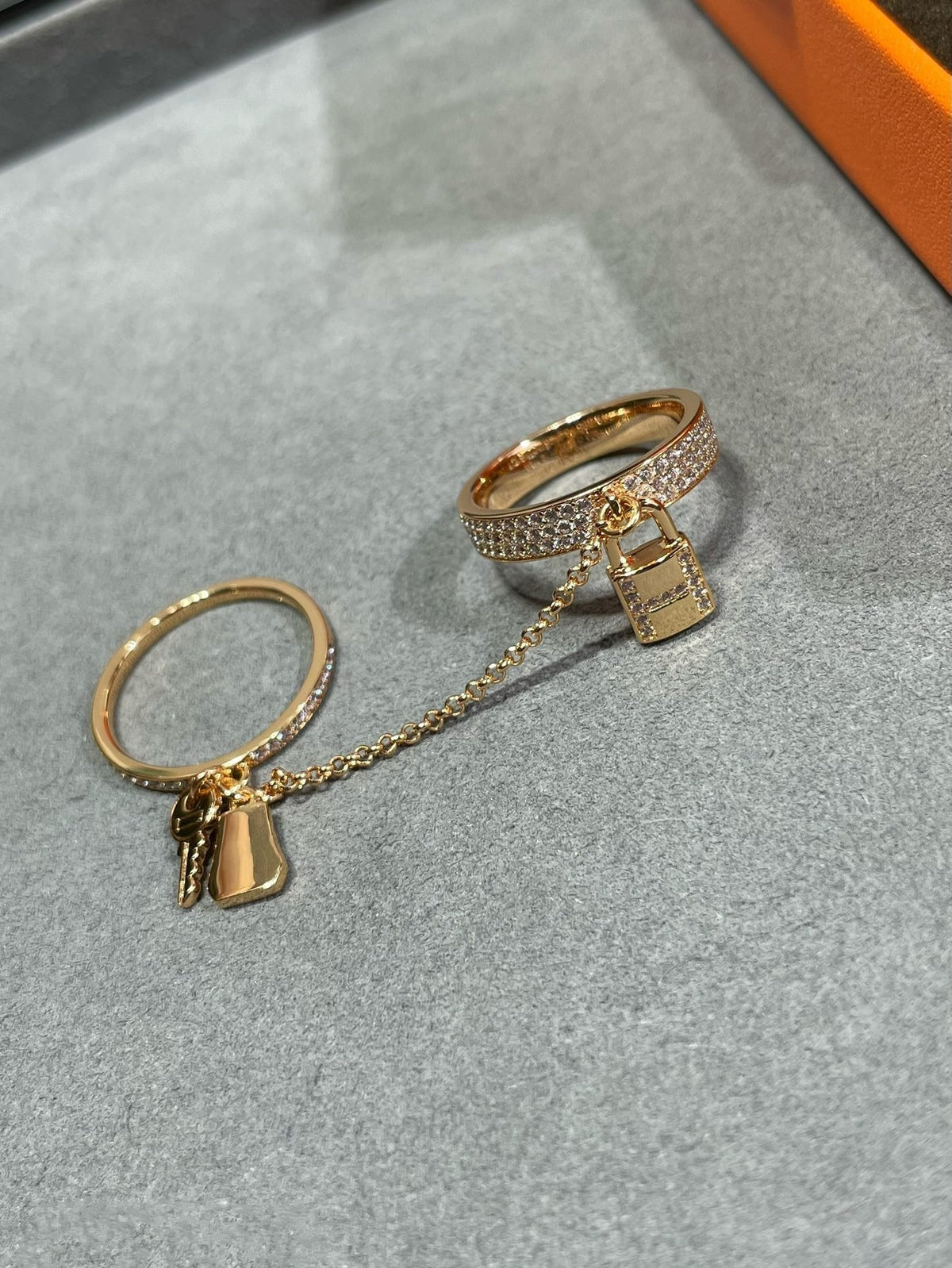 [⭐DORISW] HM KELLY CLOCHETTE DOUBLE RING IN  WITH DIAMONDS