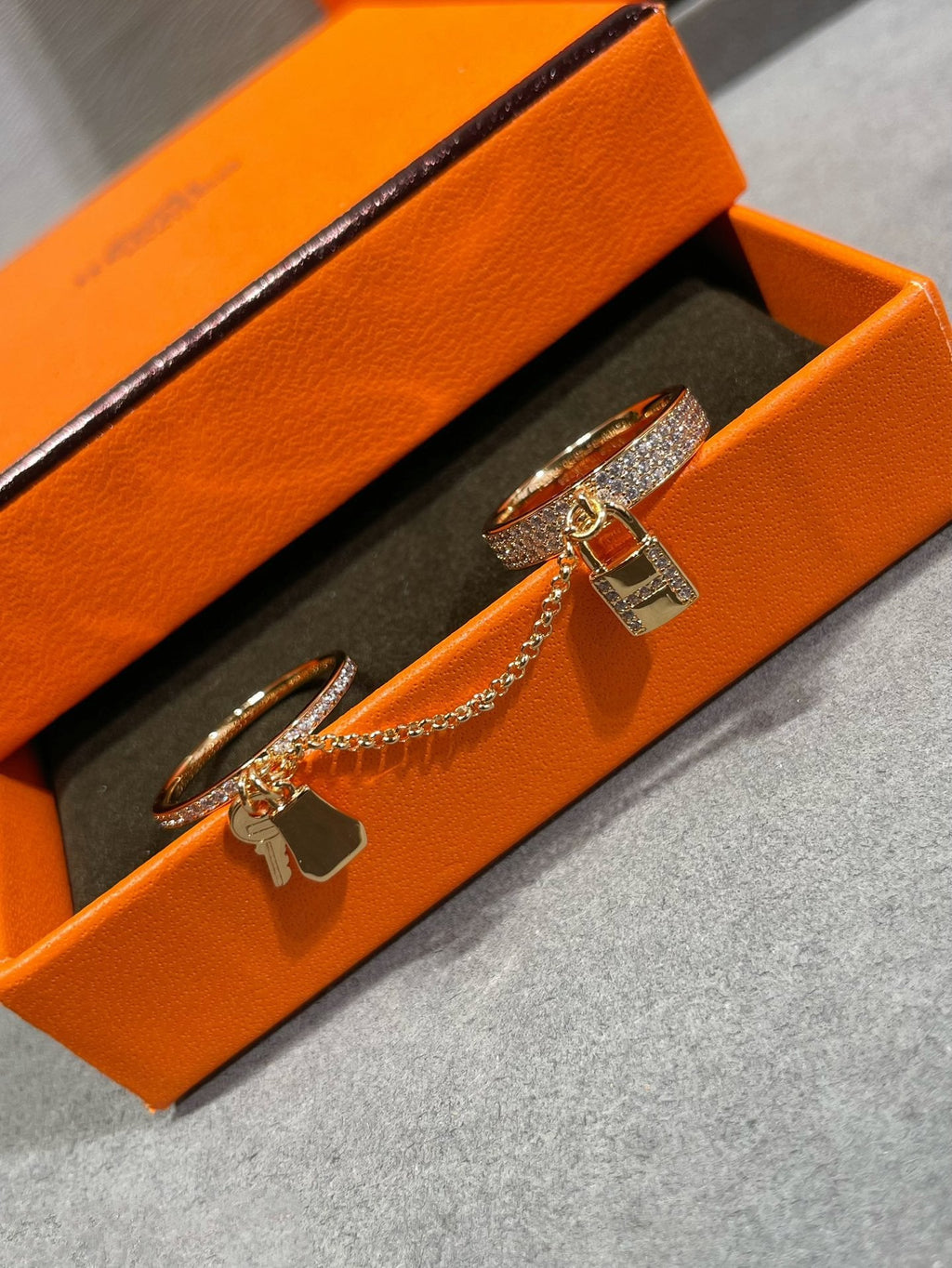 [⭐DORISW] HM KELLY CLOCHETTE DOUBLE RING IN  WITH DIAMONDS
