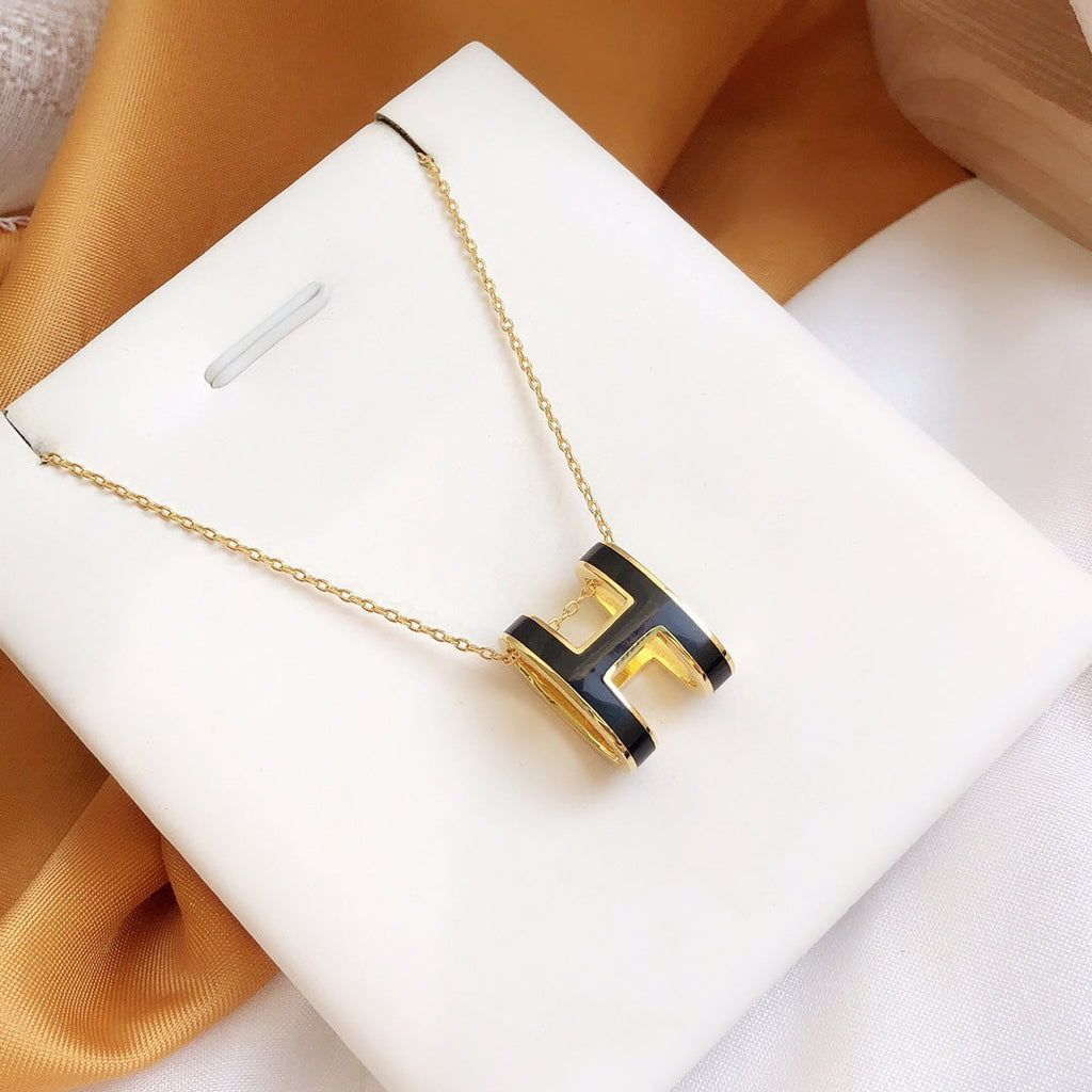 [⭐DORISW] HM CLIC SCHWARZE EMAILLE GOLDHALSKETTE