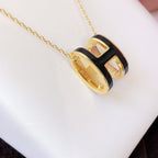 [⭐DORISW] HM CLIC SCHWARZE EMAILLE GOLDHALSKETTE