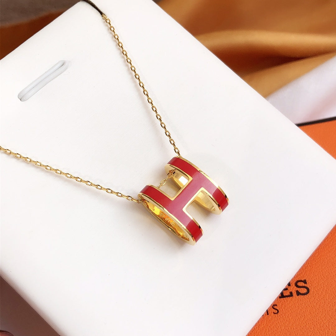 [⭐DORISW] HM CLIC RED EMAILLE GOLD HALSKETTE