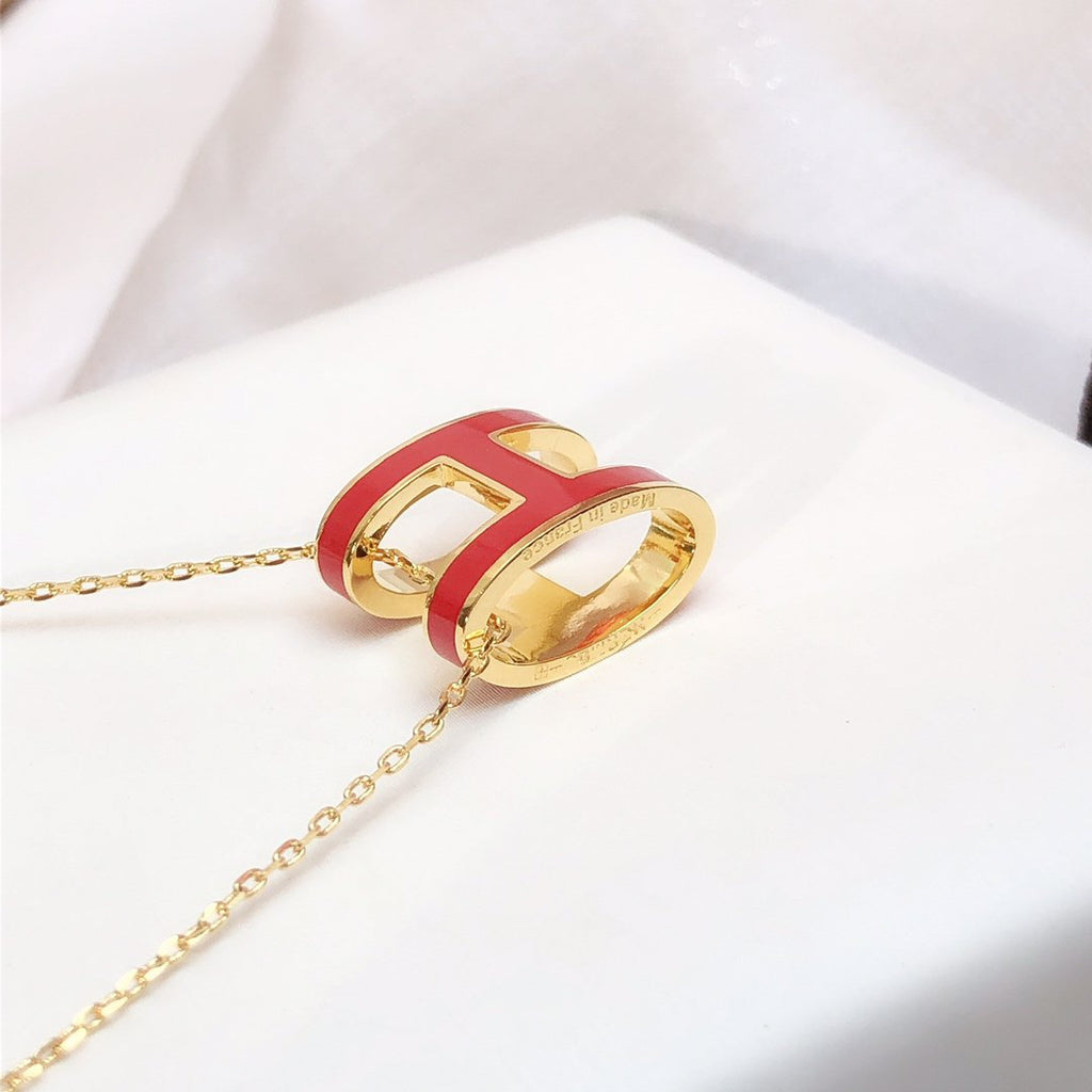 [⭐DORISW] HM CLIC RED EMAILLE GOLD HALSKETTE