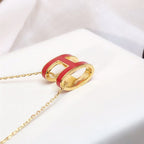 [⭐DORISW] HM CLIC RED EMAILLE GOLD HALSKETTE