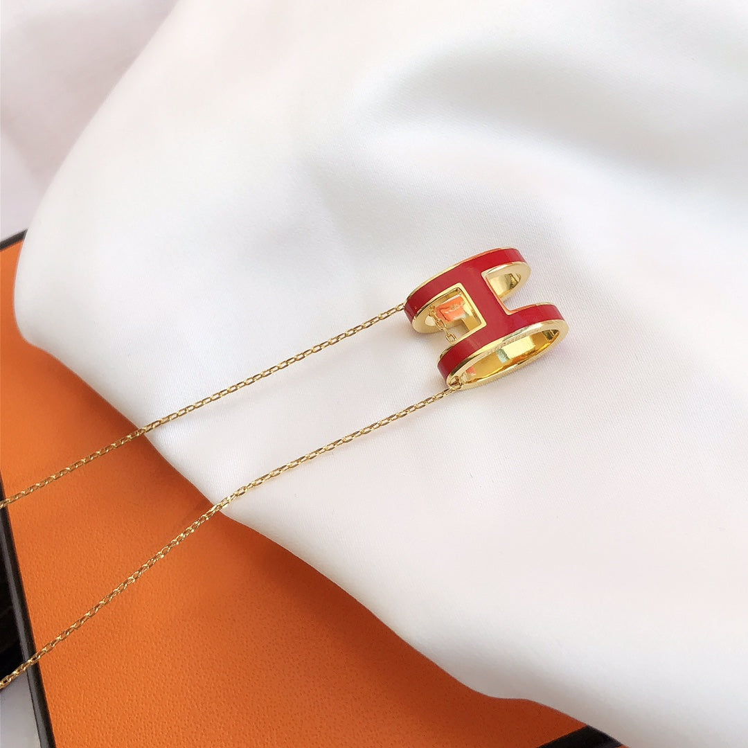 [⭐DORISW] HM CLIC RED EMAILLE GOLD HALSKETTE