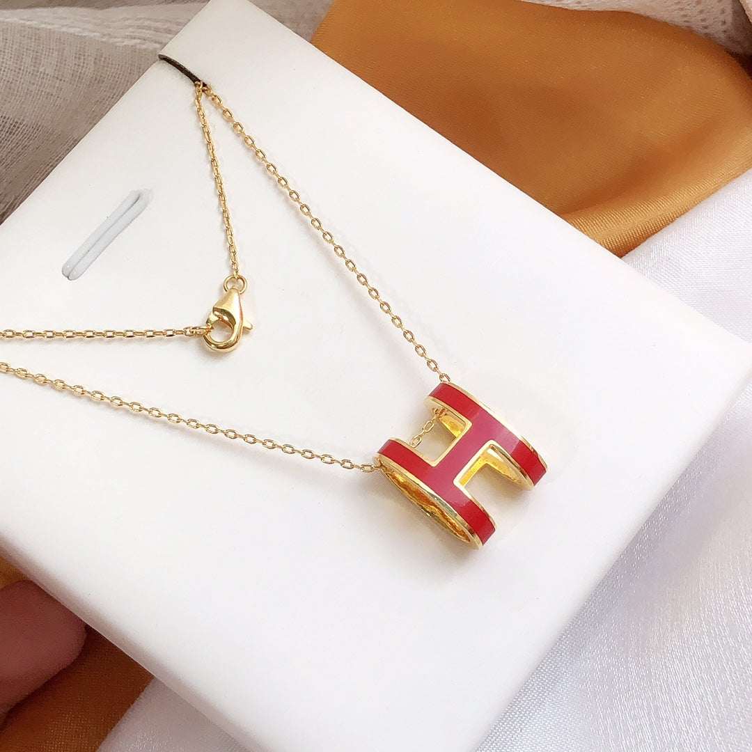 [⭐DORISW] HM CLIC RED EMAILLE GOLD HALSKETTE