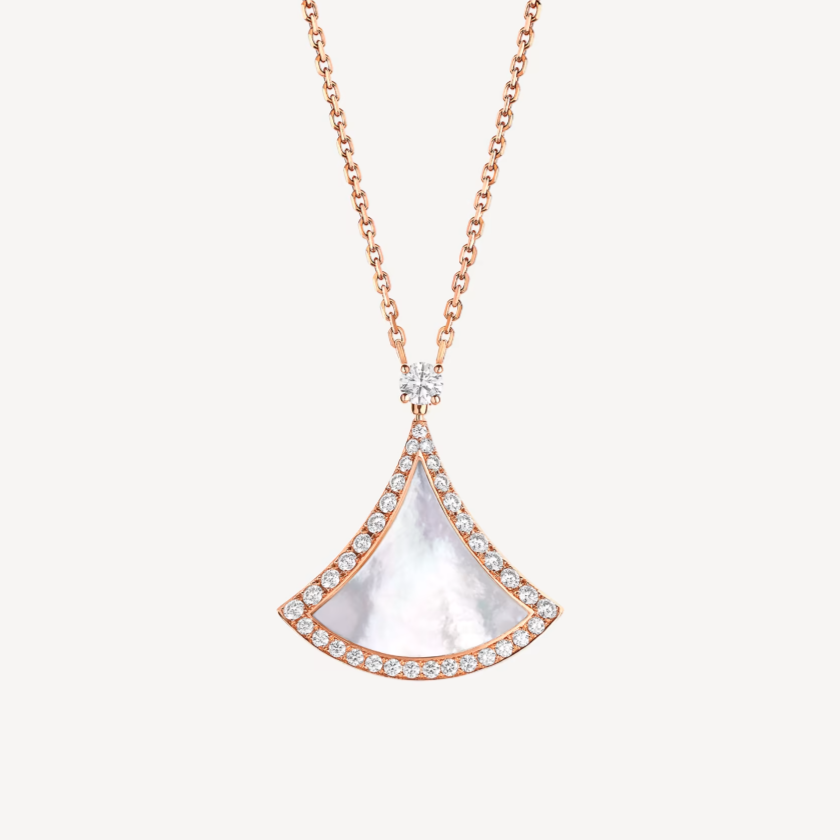 [⭐DORISW]DREAM MOP DIAMOND PAVED PINK GOLD NECKLACE