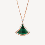 [⭐DORISW]DREAM MALACHIT-DIAMANT-HALSKETTE MIT PINKGOLD-PAVÉ