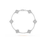 [⭐DORISW] CLOVER 6-MOTIV ARMBAND SILBER MIT DIAMANTEN