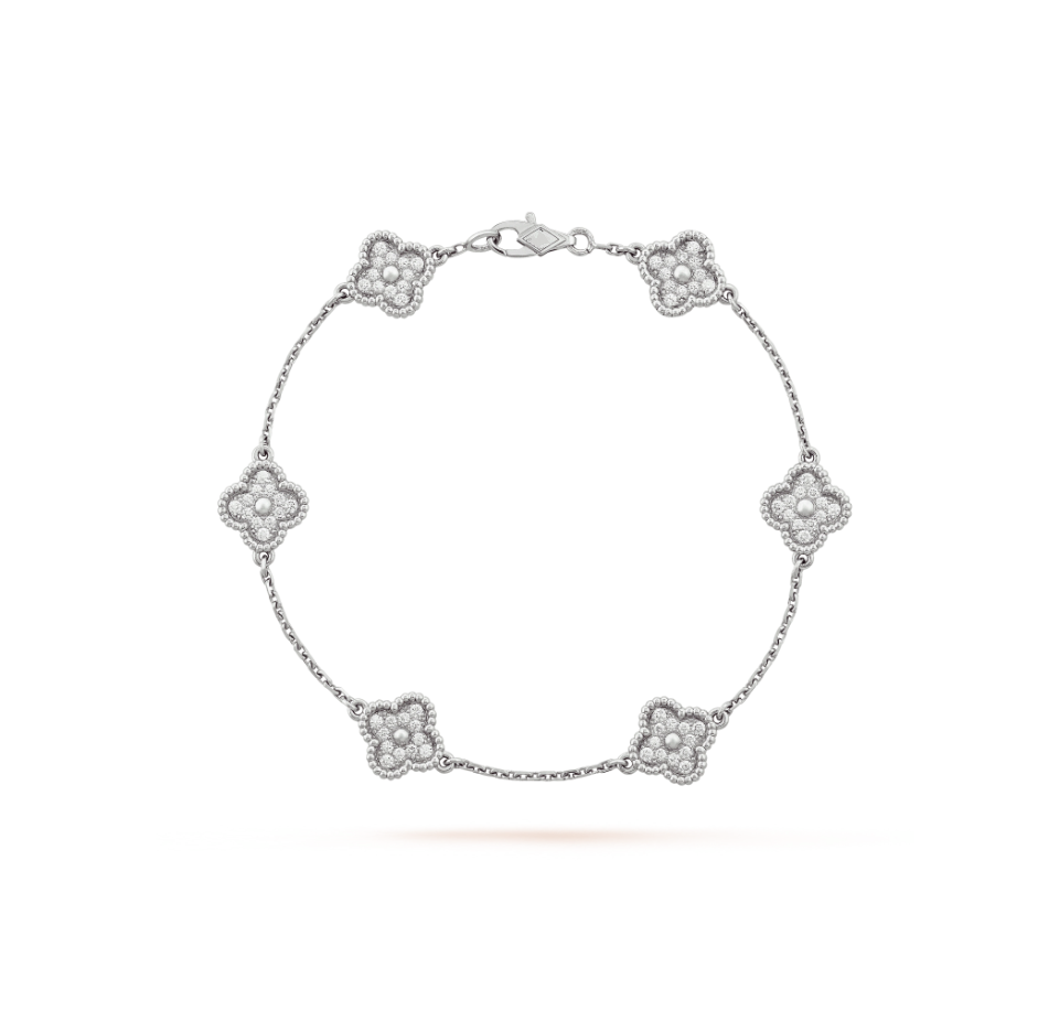 [⭐DORISW] CLOVER 6-MOTIV ARMBAND SILBER MIT DIAMANTEN