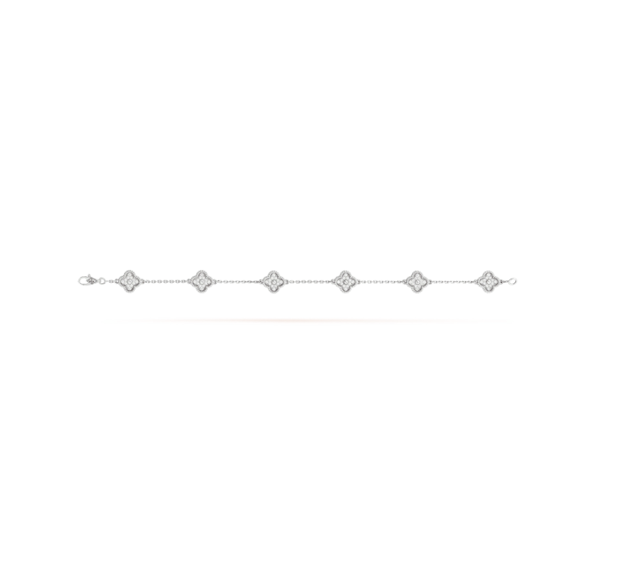[⭐DORISW] CLOVER 6-MOTIV ARMBAND SILBER MIT DIAMANTEN