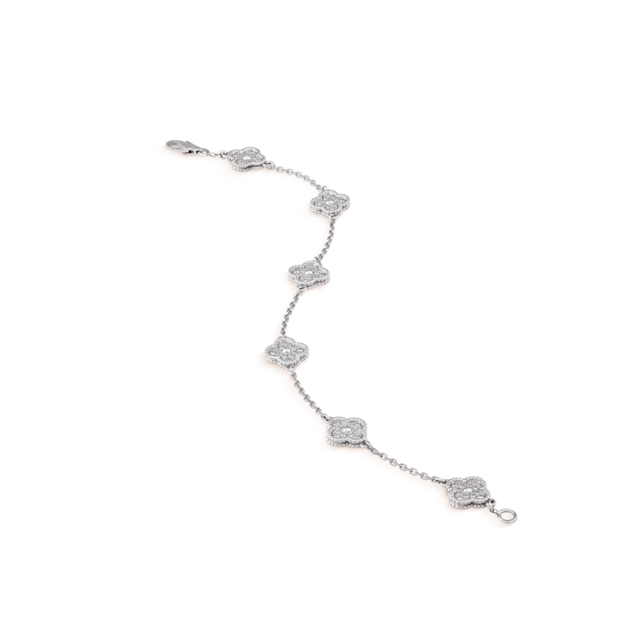 [⭐DORISW] CLOVER 6-MOTIV ARMBAND SILBER MIT DIAMANTEN