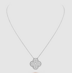 [⭐DORISW] CLOVER 25MM ラージペンダント ダイヤモンドパヴェ シルバーネックレス