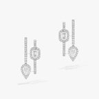 [[⭐DORISW] ] CREOLES MY TWIN 2 RANGS SILVER DIAMOND EARRINGS