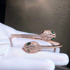 [⭐DORISW]SERPENTI BRACELET PINK GOLD MALACHITE DIAMOND DOUBLE SNAKE