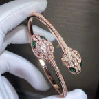 [⭐DORISW]SERPENTI BRACELET PINK GOLD MALACHITE DIAMOND DOUBLE SNAKE