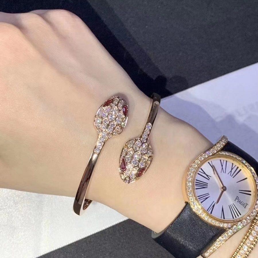 [⭐DORISW]SERPENTI BRACELET PINK GOLD DIAMOND DOUBLE SNAKE