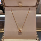 [⭐DORISW]SERPENTI PINK GOLD NECKLACE DOUBLE RING DIAMOND