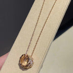 [⭐DORISW]SERPENTI PINK GOLD NECKLACE DOUBLE RING DIAMOND